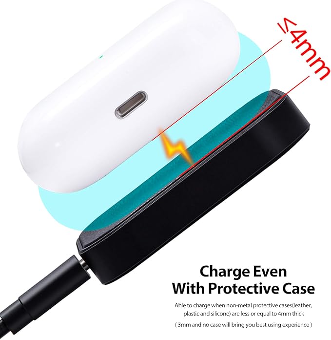 for Airpod Charger, Designed Wireless Charger for Airpods 4(ANC)/3rd/2nd Gen, for New AirPod Pro 3 (2025)/ 2nd Gen, Wireless Earbuds, Slim & Compact for Travel Home Office, (Black)