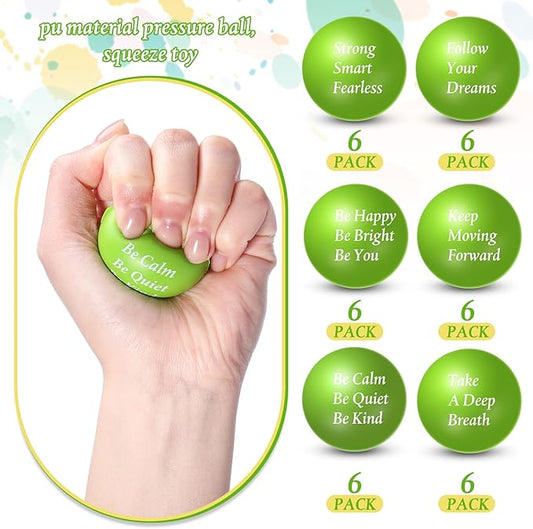 Aoriher 36 Pcs Motivational Stress Balls Colorful Stress Balls Bulk Quotes Inspirational Funny Foam Toys Hand Exercise Gifts for Office Small Toys for Motivating Supply(Light Green)