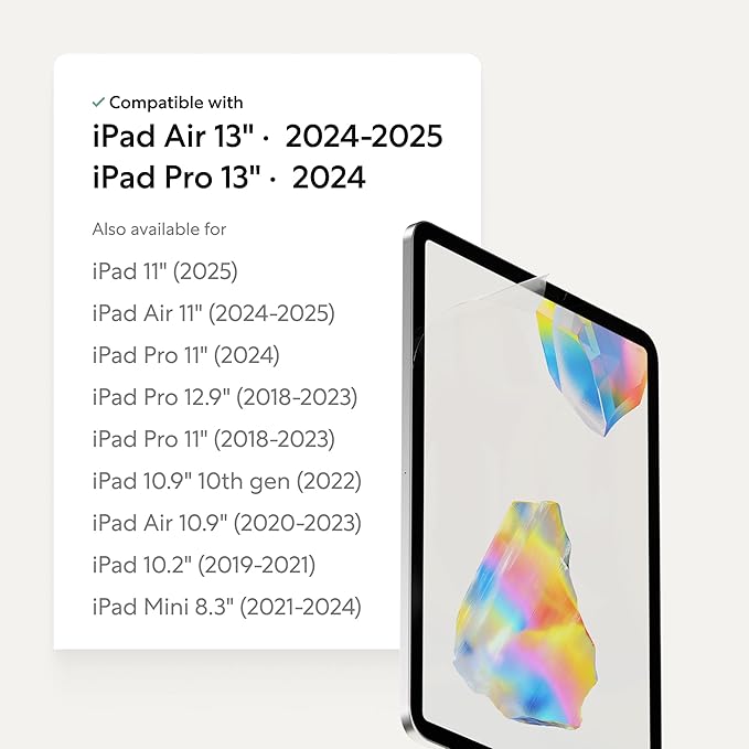 Paperlike 3 Screen Protector (2x) for iPad Air 13” (2024/25) & iPad Pro 13” (2024) – True Paper-Feel, Bubble-Free Install (Butterfly), Protects Pencil Tip