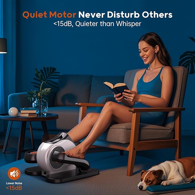 Under Desk Elliptical for Seniors, 2-in-1 Electric Leg Exerciser with Remote, 10 Resistance Levels & 10 Speeds, 3 Auto Modes, Quiet & Fully Assembled, Non-Slip Pedals