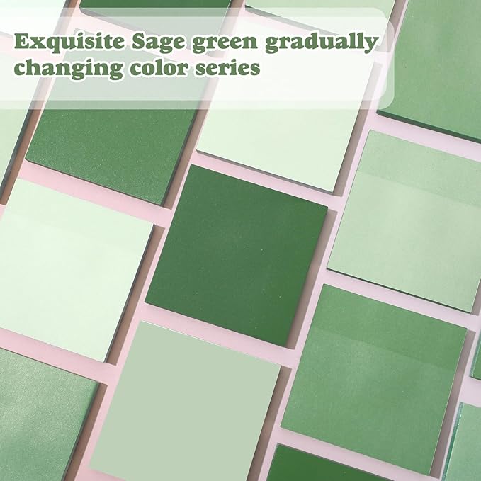 24 Pcs Sage Green Sticky Notes 1680 Sheets Sage Green Office Supplies 3 x 3 Inches Pastel Self Stick Note Pads for Teacher Women Gift Office School Bible Journaling Planner (No Lined)