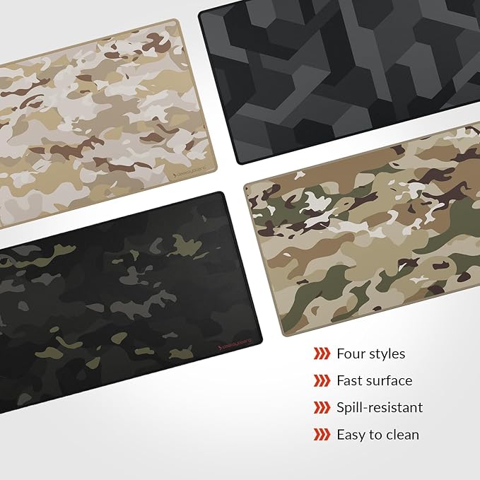 Das Keyboard Large Gaming Mouse Pad Desk Mat with Stitched Edge - Non Slip Base - Waterproof - Premium Cloth Mousepad for Home Work Gaming - Cyber Shadow Camo