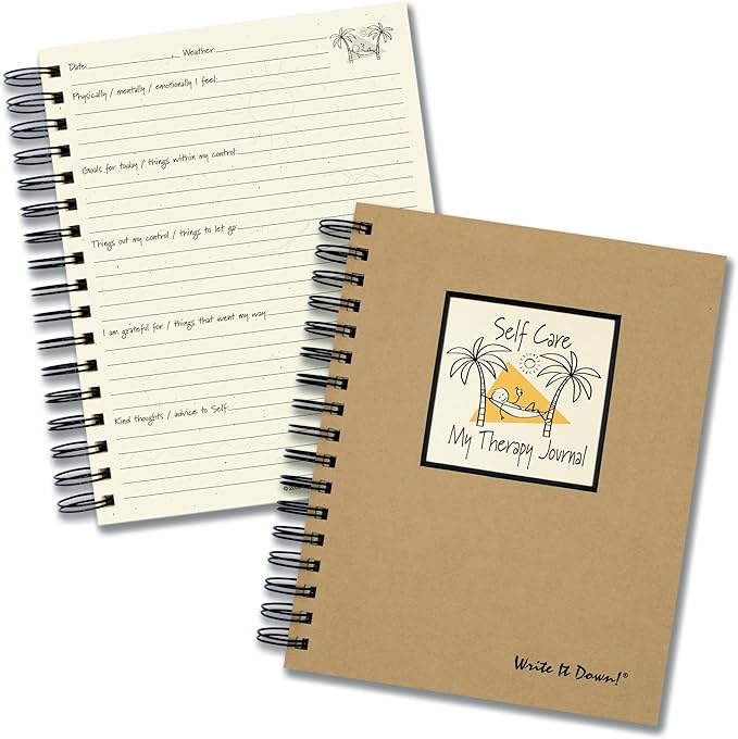 Write it Down series by Journals Unlimited, Guided Journal, Self Care, My Therapy Journal, Full-size 7.5"x9", Kraft Hard Cover, Made in USA