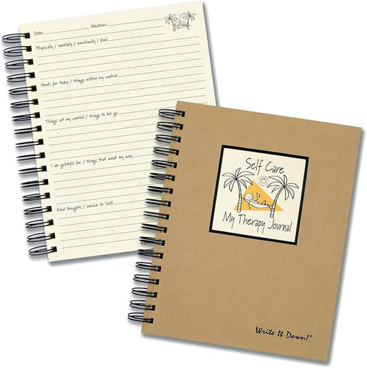 Write it Down series by Journals Unlimited, Guided Journal, Self Care, My Therapy Journal, Full-size 7.5"x9", Kraft Hard Cover, Made in USA