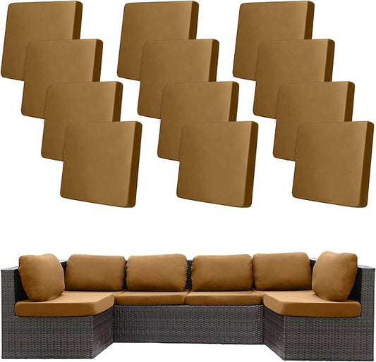 12Pcs Stretch Patio Cushion Covers,Outdoor Couch Covers Replacement,Outdoor Couch & Sofa Slipcovers,for Patio Furniture Cushion Covers,Washable Reusable urniture Protector (Camel,Cover Only)