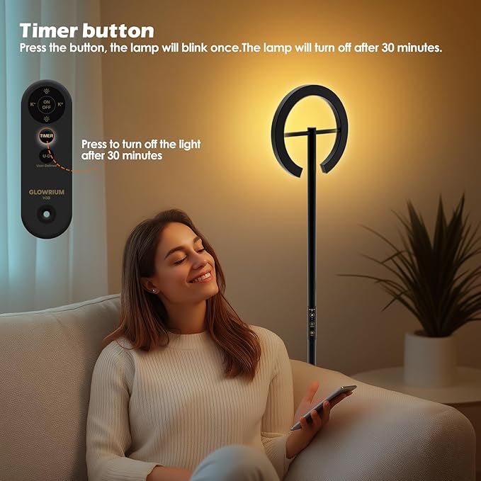 Floor Lamp with Remote,Floor Lamps for Living Room,Stepless Dimmable Rotatable Reading Floor Lamp, 2700-6500K,Modern Bright Floor Light for Living Room Bedroom Office (H3B)