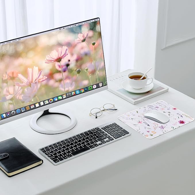 ALOANES Waterproof Mouse Pad with Stitched Edge, Premium-Textured Mouse Mat, Non-Slip Rubber Base Mousepad for Laptop, Computer & PC, Desk Mat for Gamer, Office & Home, Floral