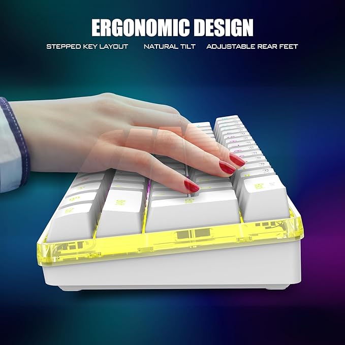 RedThunder 60% Wireless Gaming Keyboard and Mouse Combo, 2500mAh Rechargeable Battery, Ultra-Compact Small RGB Mechanical Feel Keyboard, Lightweight Honeycomb Optical Mouse for Gaming/Business, White