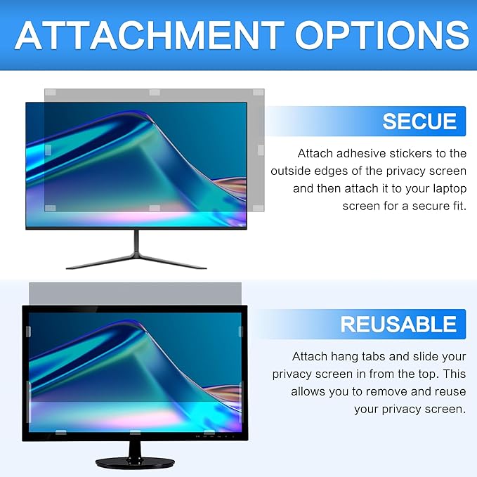 ZOEGAA 31.5 Inch Computer Privacy Screen Filter for 16:9 Widescreen Computer Monitor 27.49"x15.46", Computer Screen Privacy Shield and Anti Blue Light Anti Glare Screen Protector
