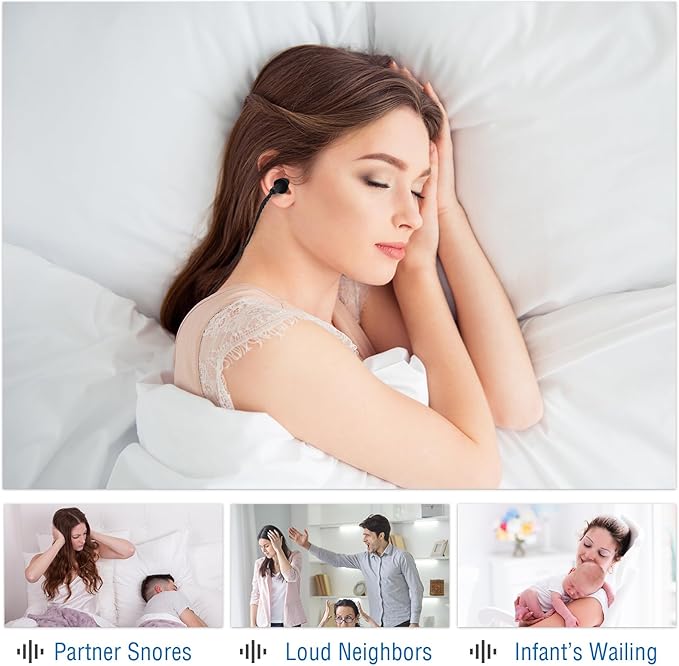 Tondiamo 200 Pairs Ear Plugs Reusable Silicone Earplugs with Cord Sleeping Individually Wrapped Hearing Protection Noise Cancelling Earplugs for Work Construction Shooting Sports (Black)