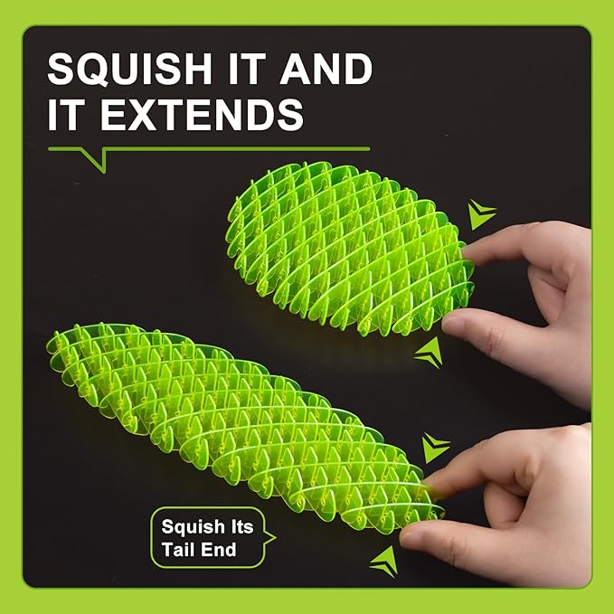 Fidget Worm Toy: Fidget Toys Adults |Fidgets for Kids, Adults | Desk Fidgets for Autism, Anxiety, Stress, ADHD | Calming Toys for Autistic Kids | Quiet Sensory Fidget Toys for Classroom(Green, Small)