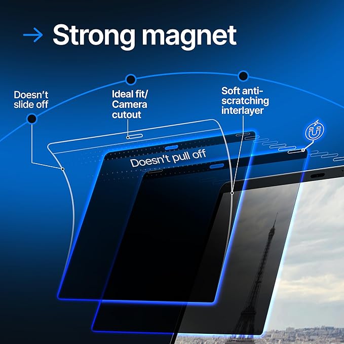 Magnetic Privacy Screen Compatible with MacBook Pro 13" 2016, 2017, 2018, 2019, 2020, 2021, 2022, 2023, M1, M2 Anti-Blue Light Laptop Screen Protector Filter Blue Light Blocking Filter