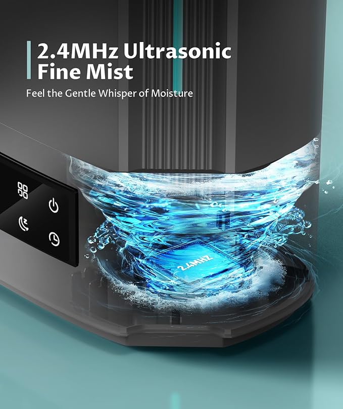 BREEZOME 6L Humidifiers for Bedroom Large Room & Essential Oil Diffuser, Ultrasonic Top Fill Cool Mist Humidifiers for Baby, Plants, Nursery Last up to 60 Hours, Smart Humidistat Control, Quiet, White