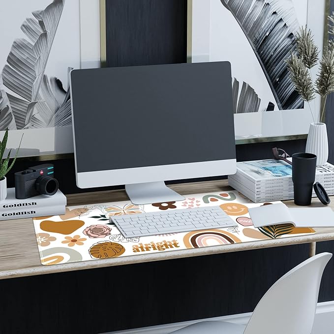 iCasso Desk Mat, Large Gaming Mouse Pad, XXL Desk Pad Stable Rubber Base Mousepad with Stitched Edges, Computer Keyboard Mat for Work, Game, Office, Home -Sticker