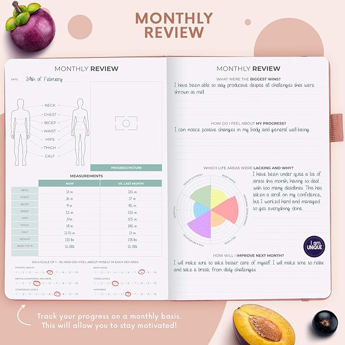 Clever Fox Wellness Planner - Weekly & Daily Health and Wellness Log, Food Journal & Meal Planner Diary for Calorie Counting, Notebook for Medical Condition Tracking, A5-Sized - Rose Gold