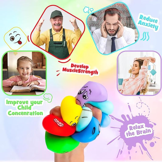 Meooeck 24 Pcs Fidget Toy Stress Cube Slow Rising Square Cube Squeeze Fidget Toys Stress Balls for Adults with Emoticons Face for Party Office Christmas Stocking Stuffer Gift ADHD Autism Anxiety