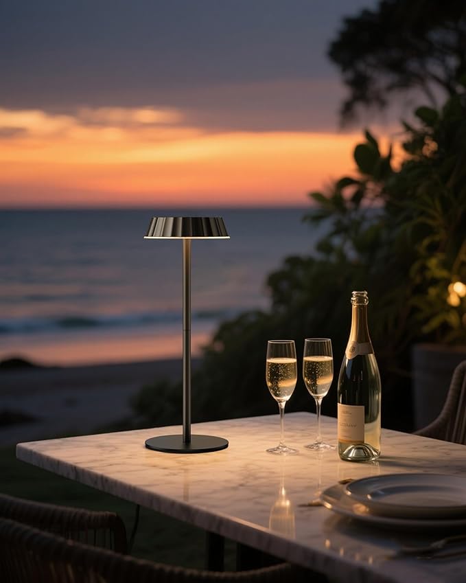 EppieBasic Cordless Table Lamp Rechargeable: 2 Pack Fast Charging Lamp - 5000mAh Battery Operated Portable Metal Table Light for Restaurant Patio Outdoor