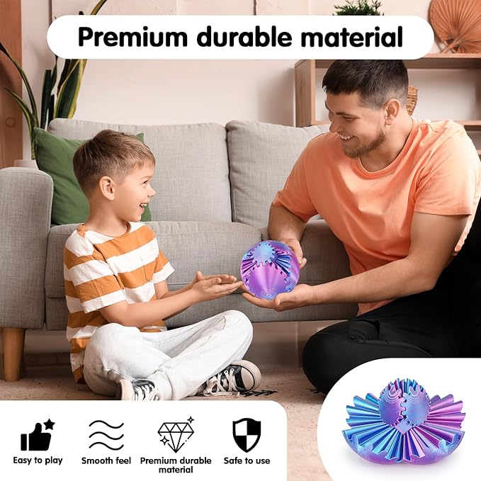 Gear Ball 3D Printed Cube Fidget Toy,Gear Sphere Fidget Toys,Sensory Toys for Stress and Anxiety Relief, Desk Toy Fidget Spinners,Stocking Stuffers for Adults & Kids Gift(3.1 Inch)