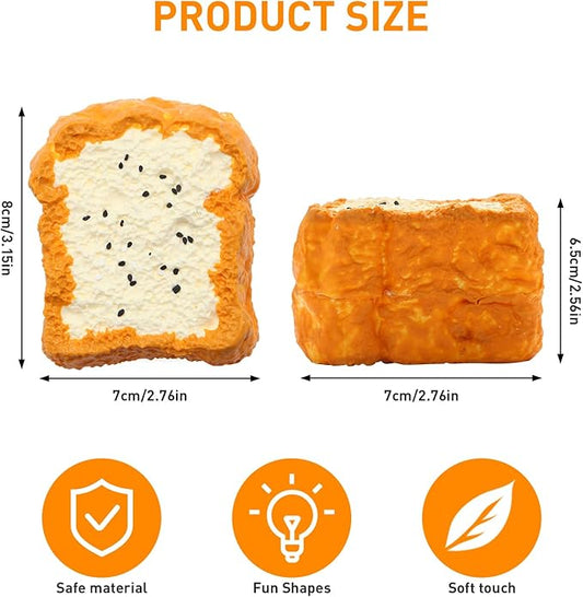 Squishy Toys, Taba Squishies Fidget Toys for Kids, Stress Balls for Adults, Sensory Toys for Autism, Squeeze Gifts, Anxiety Relief Party Favors for Girls & Boys (Double-Decker Toast)