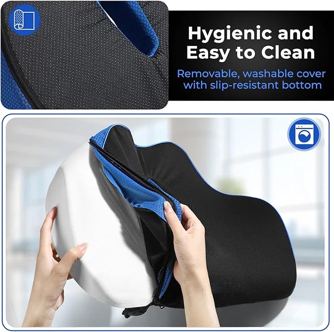 Serene Sitz Orthopedic Seat Cushion, Serensitz Orthopedic Seat Cushion, Ergonomic Memory Foam Seat Cushion for Office Chair Cushion, Car Seat, Airplane, Sciatica & Back Pain Relief (Navy)