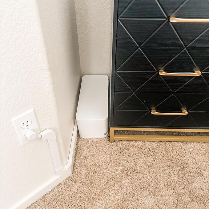 Cable Management Box White, 2Pack Cord Organizer Box - Extra Large and Medium Size, Cord Hider Box to Conceal Power Strips on Desk or Floor, Made from Electrically Safe ABS Material