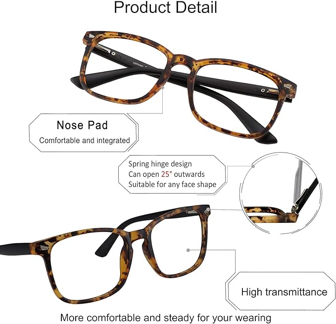 YEIN Bifocal Reading Glasses with Blue Light Blocking Lenses, Bifocal Reader for Women and Men, Vintage Square frame with Spring Hinge (+0.50/+2.75 magnification)