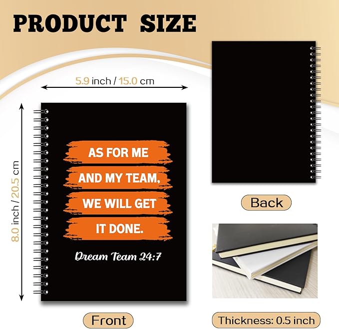 YAZMEEN Dream Team Blank Spiral Notebook（160 Pages） As for Me and My Team Hardcover Sketchbook Team Gift for Employee Coworker Funny Appreciation Gift for Colleague Friend Team Member Office Worker