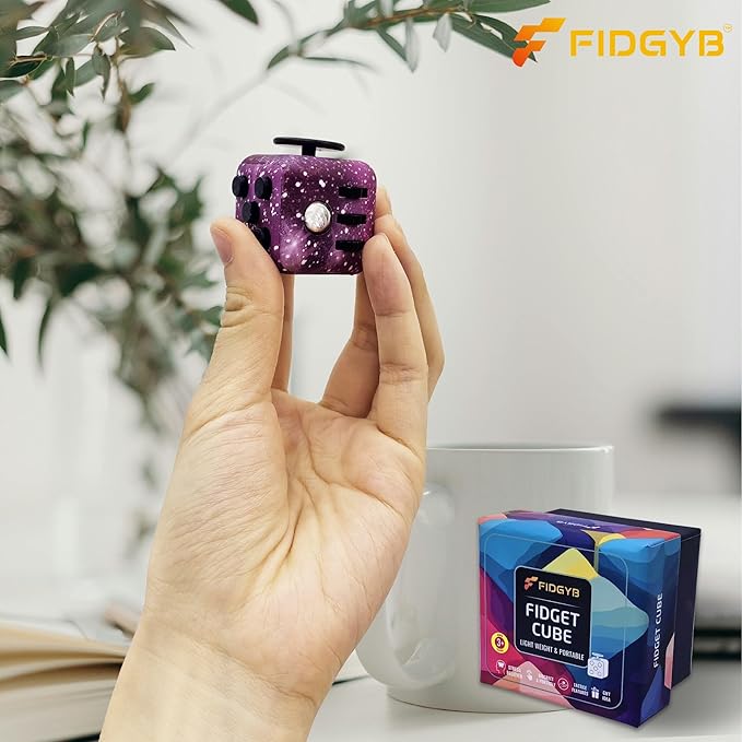 Cube Fidget Stress Relief Toy for Adults & Kids, Smooth, Quiet Sensory Toy for Anxiety, Focus & ADHD Idea[Starry]