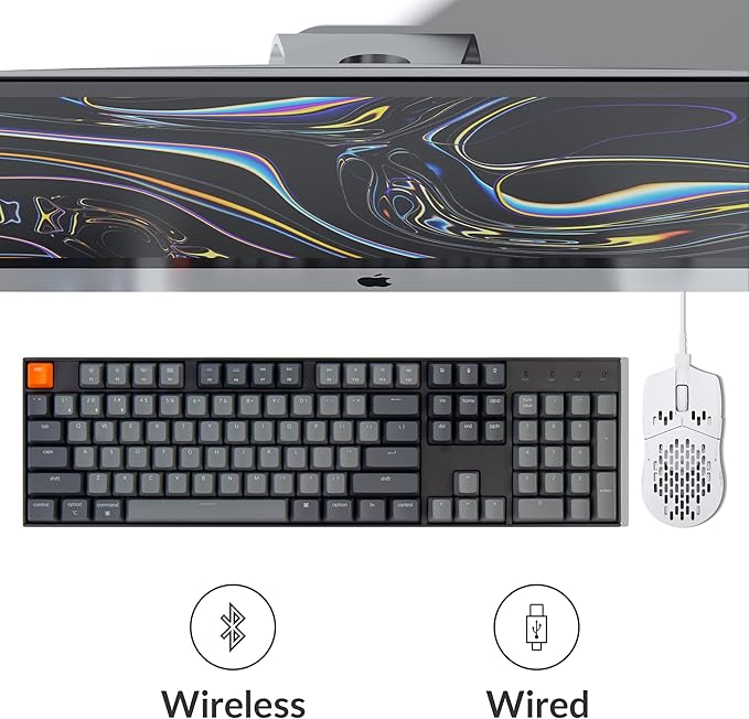 Keychron K10 Full Size Layout White LED Backlit Hot-Swappable Mechanical Keyboard for Mac Windows, Multitasking 104-Key Bluetooth Wireless/USB Wired Computer Keyboard with Gateron G Pro Red Switch