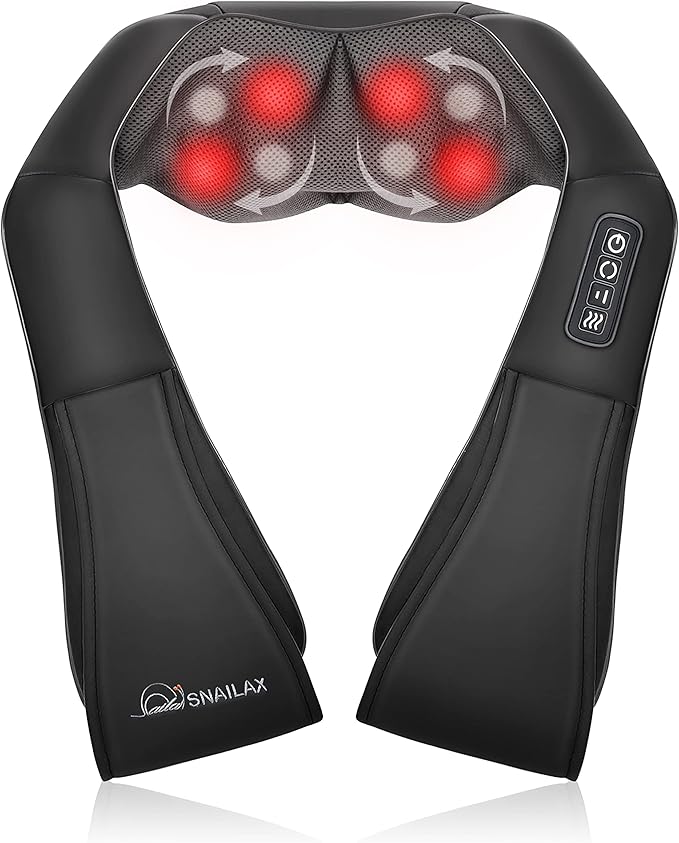 Snailax Shiatsu Neck and Back Massager with Heat, Neck and Shoulder Massager, Deep Kneading Electric Massage Pillow for Shoulder, Back, Leg Muscle for Home & Office, Gifts for Dad