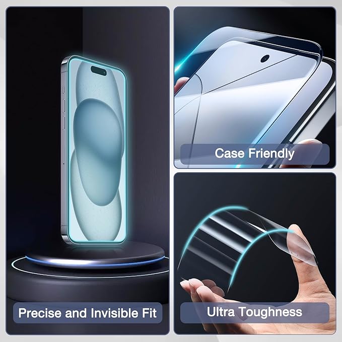 2-Pack Anti Blue Light Matte Screen Protector for iPhone 12 Pro/iPhone 12, 9H Tempered Glass, Full Coverage, Anti-Fingerprint, Auto Dust-Elimination, No Bubble, Easy Installation