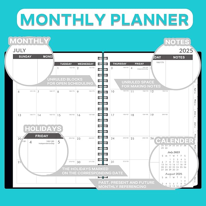 2025-2028 Monthly Planner/Calendar - 3 Year Monthly Planner 2025-2028, JUL 2025 - JUN 2028, 6.2" x 8.3", Inner Pocket, Polypropylene Cover, 36-Month Tabs