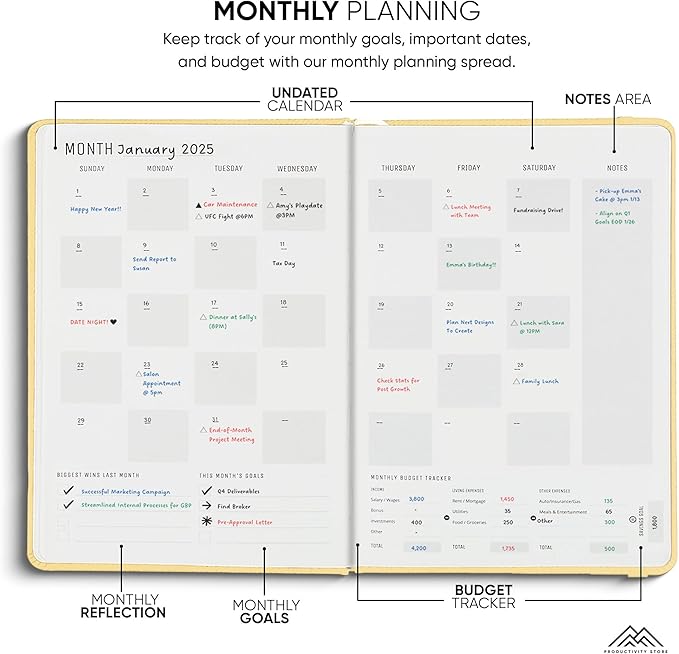 Undated, 2025 Planner, 5.8” x 8.3” - The #1 Productivity Planner to Achieve Your 2025 Goals - Planner 2025-2026 by PRODUCTIVITY STORE (A5, CREAM)