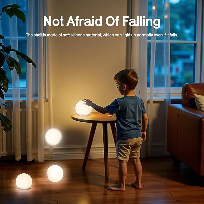 7-Color Changing Silicone Night Light for Kids, Touch Control with Timer & Dimmable, Rechargeable Portable Baby Night Lamp with 30/60 Mins Auto Off, Soft RGB Nursery Light for Bedside, Camping