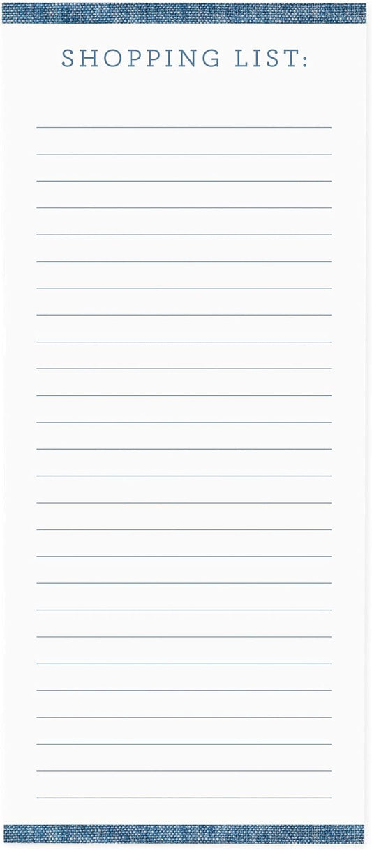 Graphique Magnetic Notepad, Chambray – 100 Sheets, 4” x 9.25” x .5” – Front Says, “Shopping List”, Sticks to Any Magnetic Surface, Perfect for Shopping and Grocery Lists, Makes a Great Gift