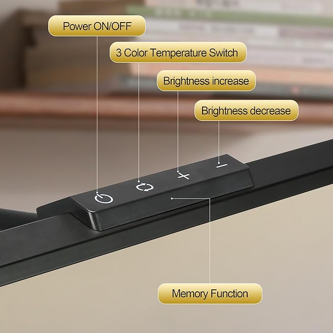 litren Desk Lamps for Home Office Desk Light with Clamp Eye-Caring 3 Colors 10 Brightness Dimmable Swing Arm Clip on Office Desk Lighting for Studying Working Painting Reading Sewing Crafting-Black