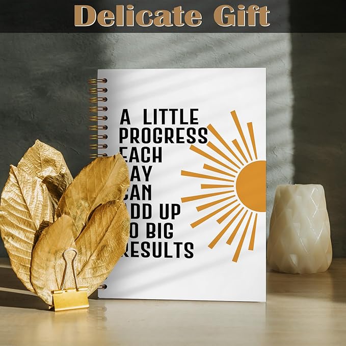 Inspirational Mental Health Spiral Notebook 5.5x8.3, a Little Progress Each Day Can Add Up to Big Results Motivational Journal, Inspirational Mental Health Gifts for Women