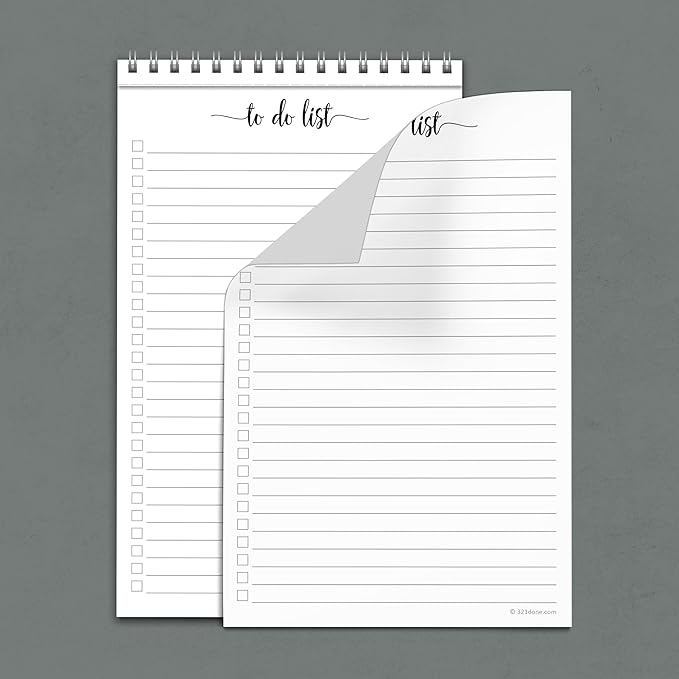 321Done to Do List Notepad 5.5x8.5 Spiral - Made in USA, Simple Undated Checklist, Daily Planner Notebook for Organizing, Planning, Task Checklist Organizer for Work, Office, Home, School - 50 Sheets