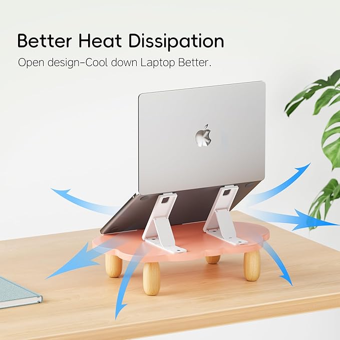 Adjustable Cloud-Shaped Laptop Stand, Pink, 10-17.3" Laptops, Ergonomic Height & Angles, Strong Stability, Effective Heat Dissipation