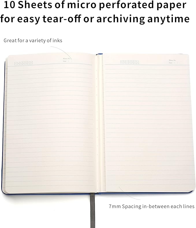 Deziliao Lined Journal Notebooks with Pen Loop, Hardcover Notebook Journal for Work, 100Gsm Premium Thick Paper with Inner Pocket, Medium 5.7"x8.4", （Blue, Ruled）