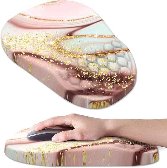 Ergonomic Mouse Pad Wrist Support, with Memory Foam & Non-Slip PU Base, Comfortable Massage Design Mouse Pad Relieve Wrist Fatigue&Pain, Suitable for Computer, Office and Home(03Charming Marble)