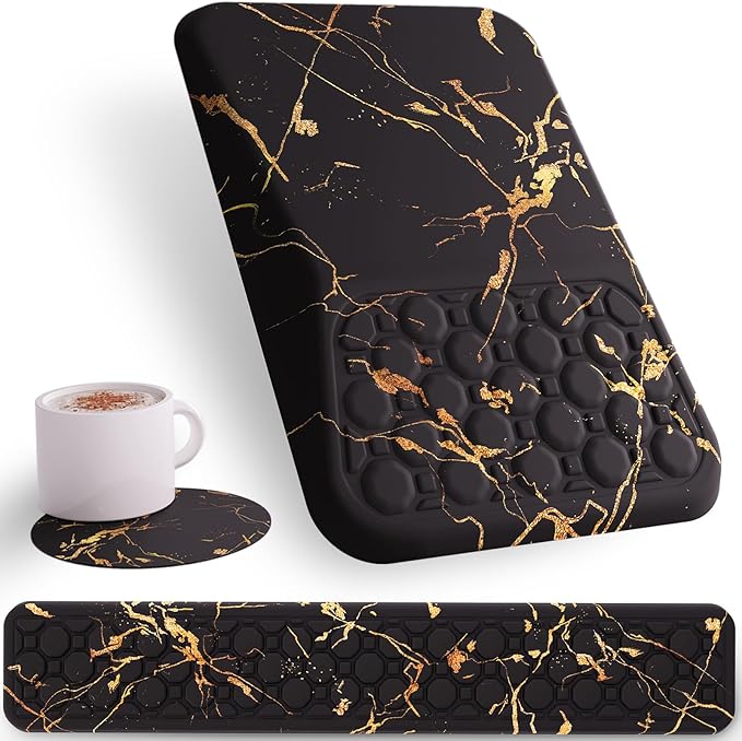 Ospelelf Black Keyboard Wrist Rest Ergonomic Mouse Pad with Wrist Rest, Wrist Rest for Computer Keyboard,