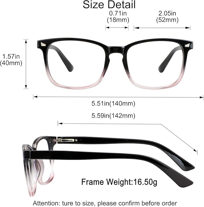 YEIN Bifocal Reading Glasses with Blue Light Blocking Lenses, Bifocal Reader for Women and Men, Vintage Square frame with Spring Hinge (+0.50/+2.25 magnification)