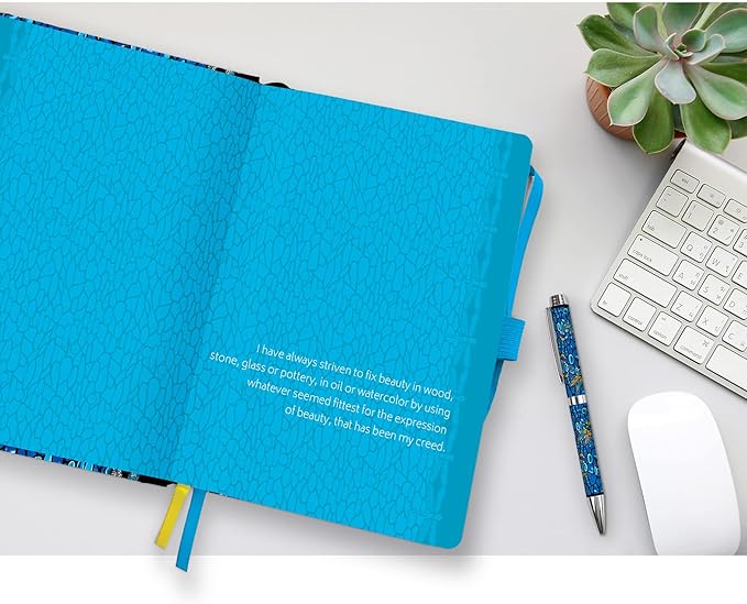 RainCaper Vegan Leather Journal Notebook, 160 Dot-Grid Pages, 5.7 inches x 8 inches, Journal - Tiffany Dragonfly