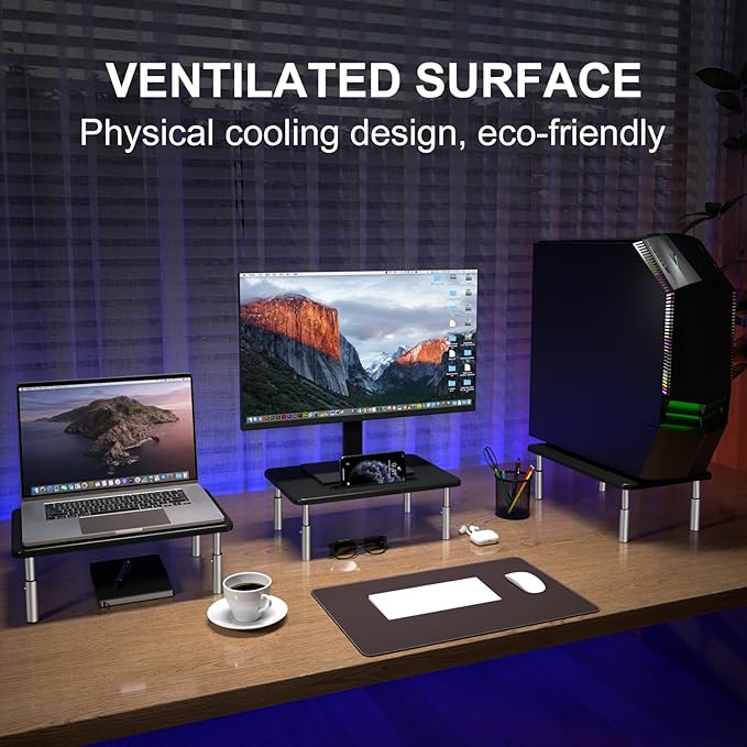 suptek Monitor Laptop Stand,Monitor Laptop Stand Riser for Desk,3 Height Adjustable,Laptop Computer Stand With Metal Vented Platform for Laptop, PC, Printer(MST003M)