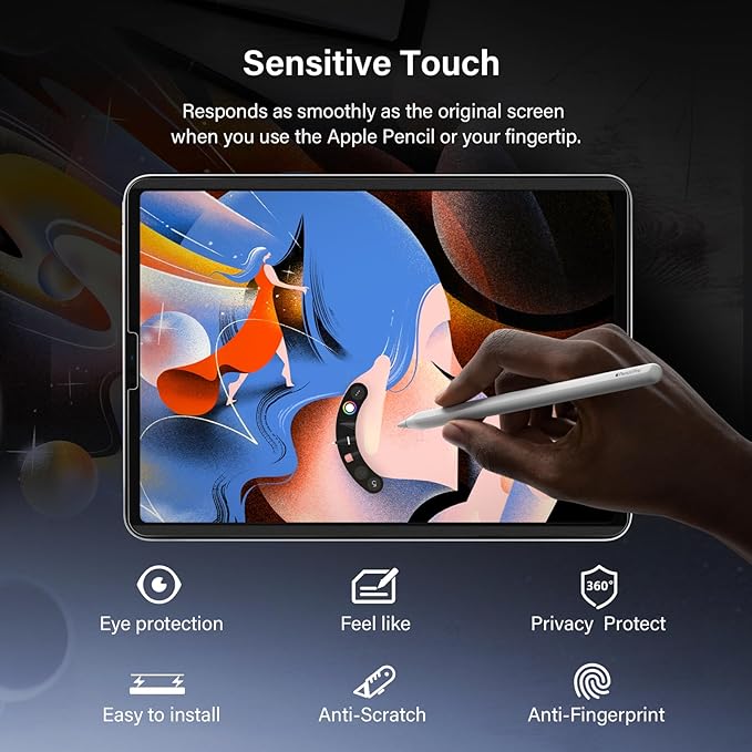 Magnetic Full Privacy Screen for iPad Air 11 inch M2/M3 (6/7th Gen，2024/2025) Case Friendly Blue light Blocker Anti-glare Eye Strain Filter, Removable 360°Anti Spy Film Support Apple Pencil