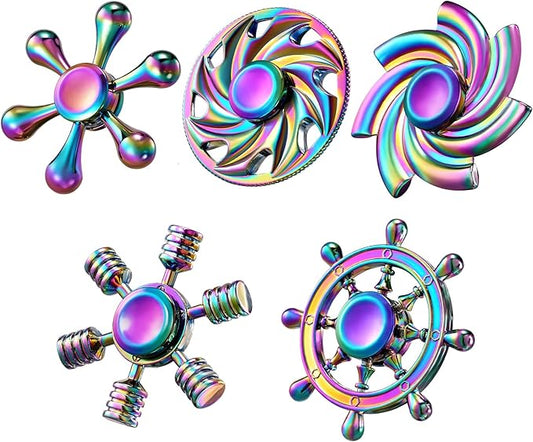 SCIONE Metal Fidget Spinner, Sensory Hand Fidget Toy 5 Pack-Anxiety Toys Stress Relief Reducer, Party Favors for Kid Adult, Gifts for Kids, Classroom Prizes, Party Favors Supplies