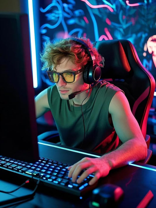 VISOONE Gamer Glasses Professional Blue Light Filter with Anti-Fatigue and Anti-Glare Stylish for Men and Women BONA