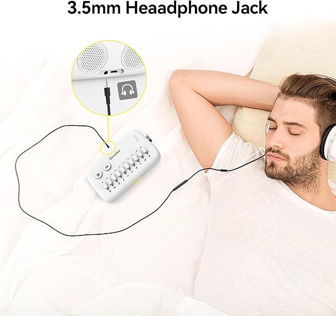 White Noise Sound Machine for Sleep with Slider Rail Button for DIY, Rechargeable & Adjustable Volume Sound Machine with 30 Soothing Sounds & Timers for Travel,Insomnia,Adults (Sleek White)
