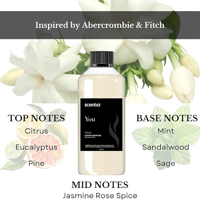 Fierce-Inspired Diffuser Oil - Scentia You Fragrance Oil Perfume Dupe - 500mL, 16.7 Fl oz Aromatherapy Diﬀusers and Humidifiers - A & F Inspired Natural Essential Scented Oil, Mothers Day Gift
